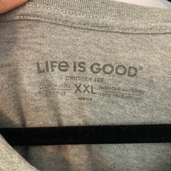 Life Is Good Gray Long Sleeve Shirt Straight Outta Rescue Dog Crusher Tee XXL - Picture 2 of 9